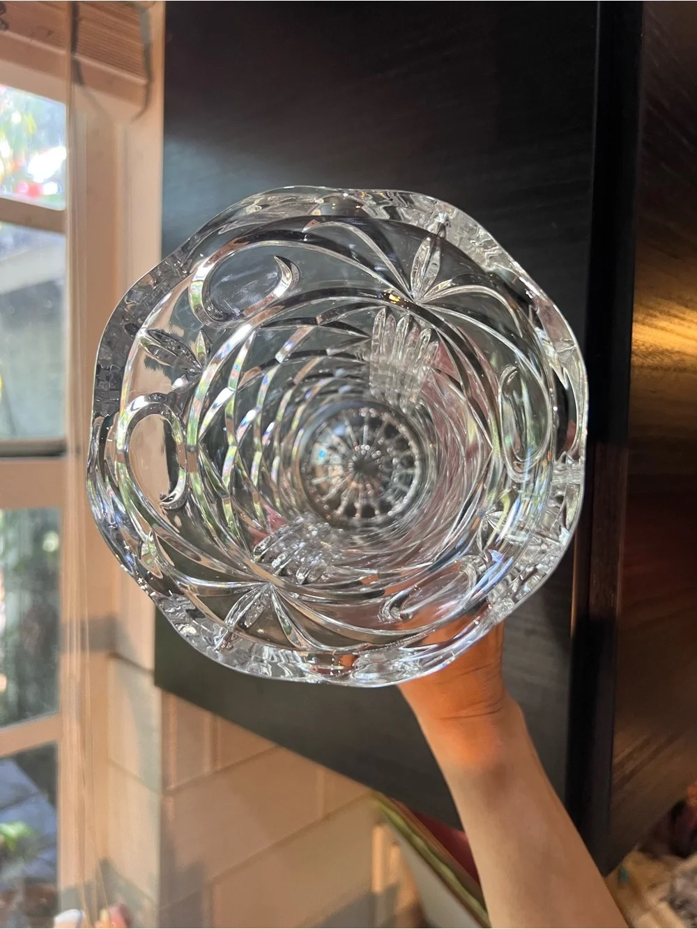 Vintage Clear Cut Glass Vase - Crystal-Style Chipped base see picture - Picture 6 of 7